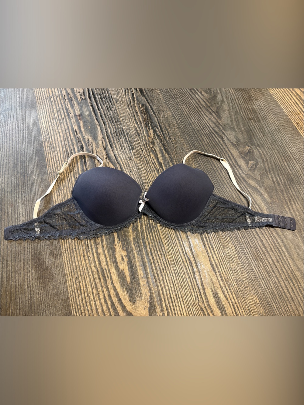 Lace Trim Bra with Nude Straps